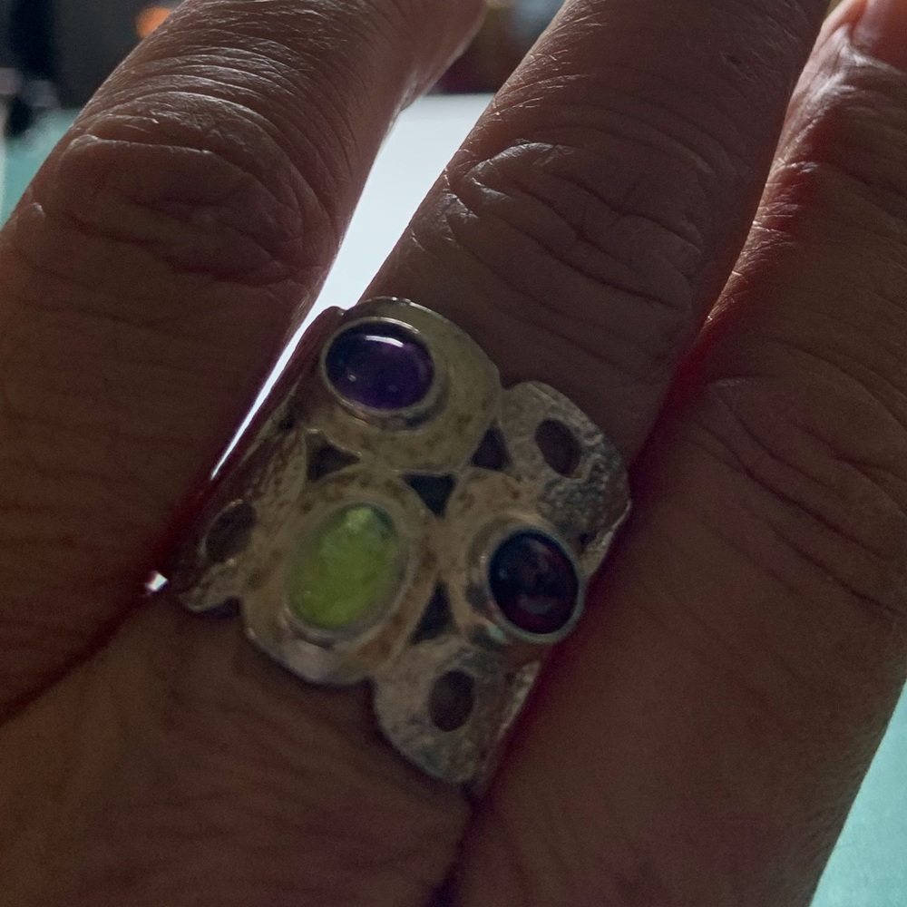 Artisan Crafted Sts Multi Gemstone Ring - image 1